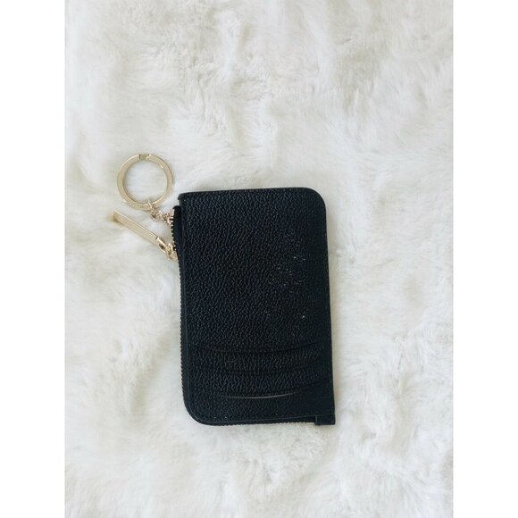 Kate Spade Small Credit Card Key Wallet Black Pebble Leather - Picture 2 of 3
